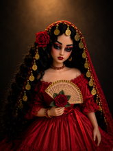 Load image into Gallery viewer, Abanico de Muñeca ,Dorado con Rojo