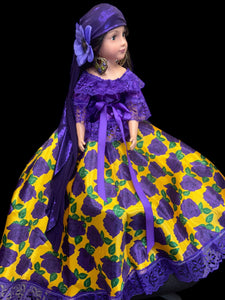 Vestido Para Muñeca Gitana,Floreado