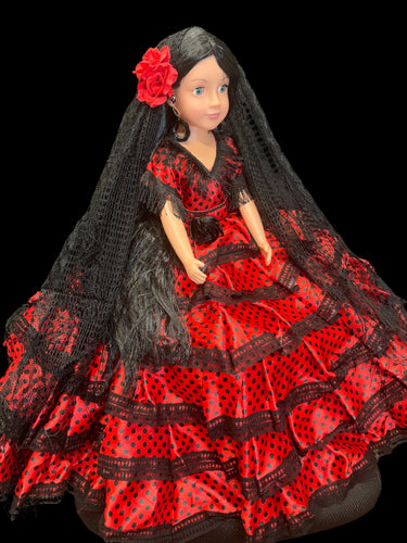 Vestido con vuelos de lunares ,Para Muñeca,Gitana